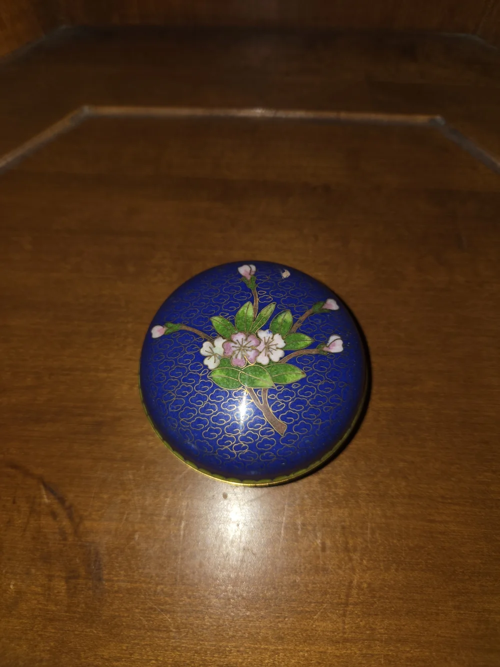 Blue Floral Cloisonné Trinket Box